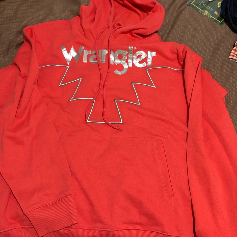 Wrangler Bright Red Hoodie with Silver Logo